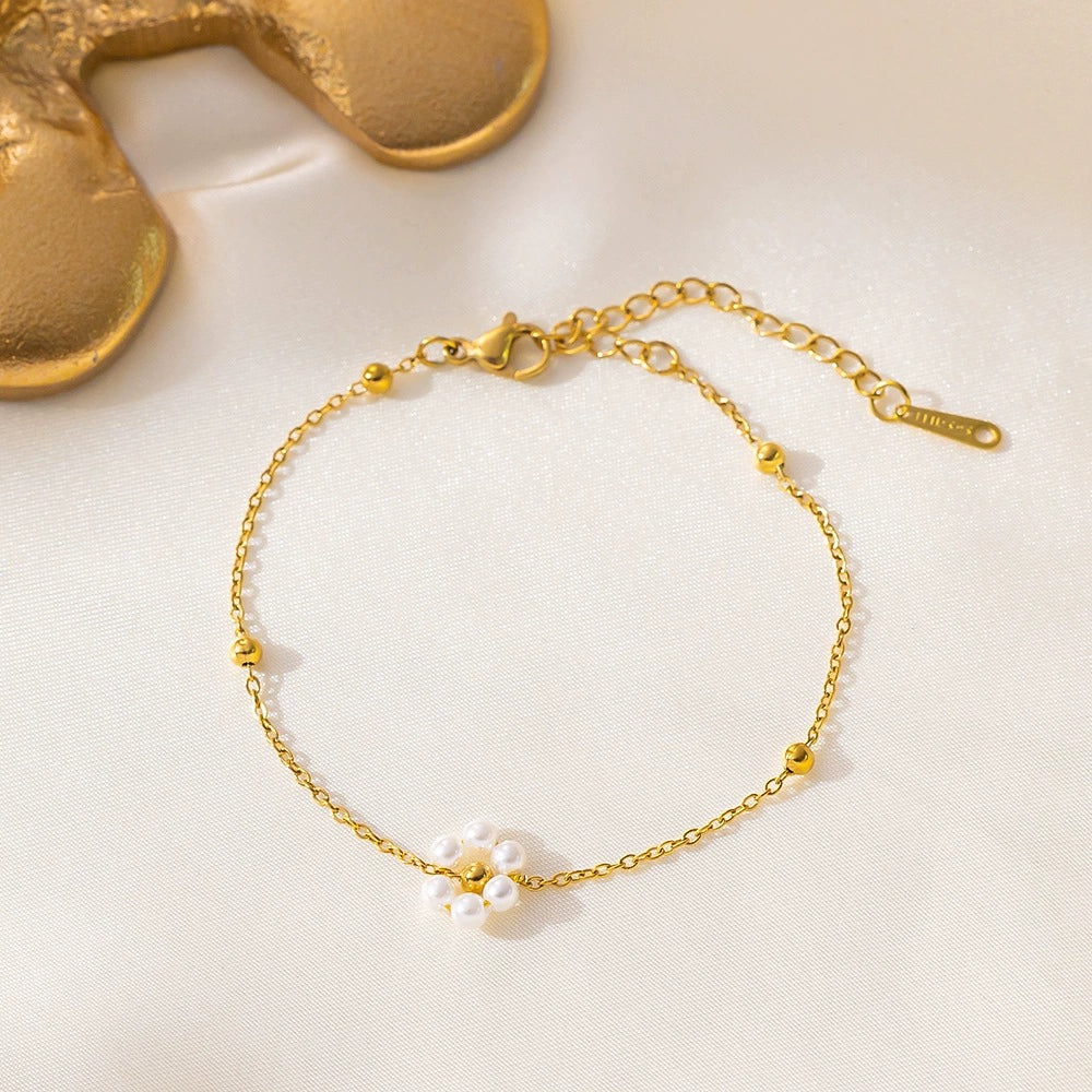 Perleblomst Armbånd Guld